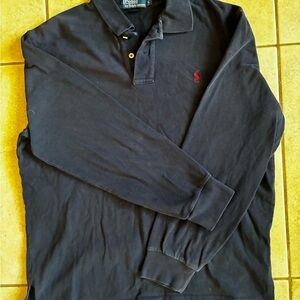 Ralph Lauren Men's Dark Blue Polo with Red Logo